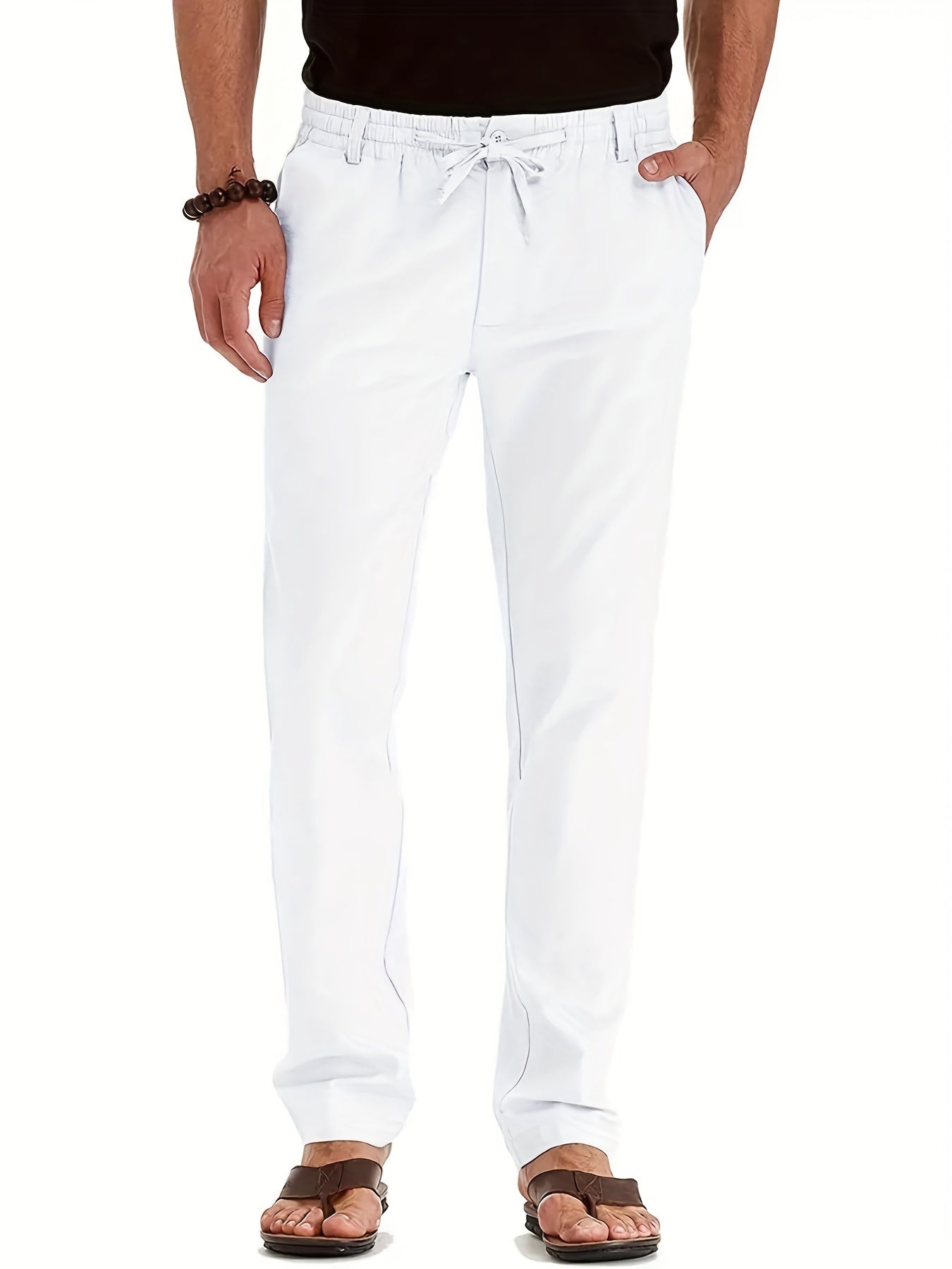 Men's Drawstring Trousers – Comfortable Casual Pants for Everyday Wear White
