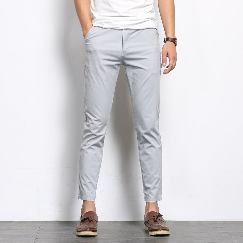 Men's Slim-Fit Trousers – Stylish Lightweight Dress Pants for Casual and Formal Wear Grey