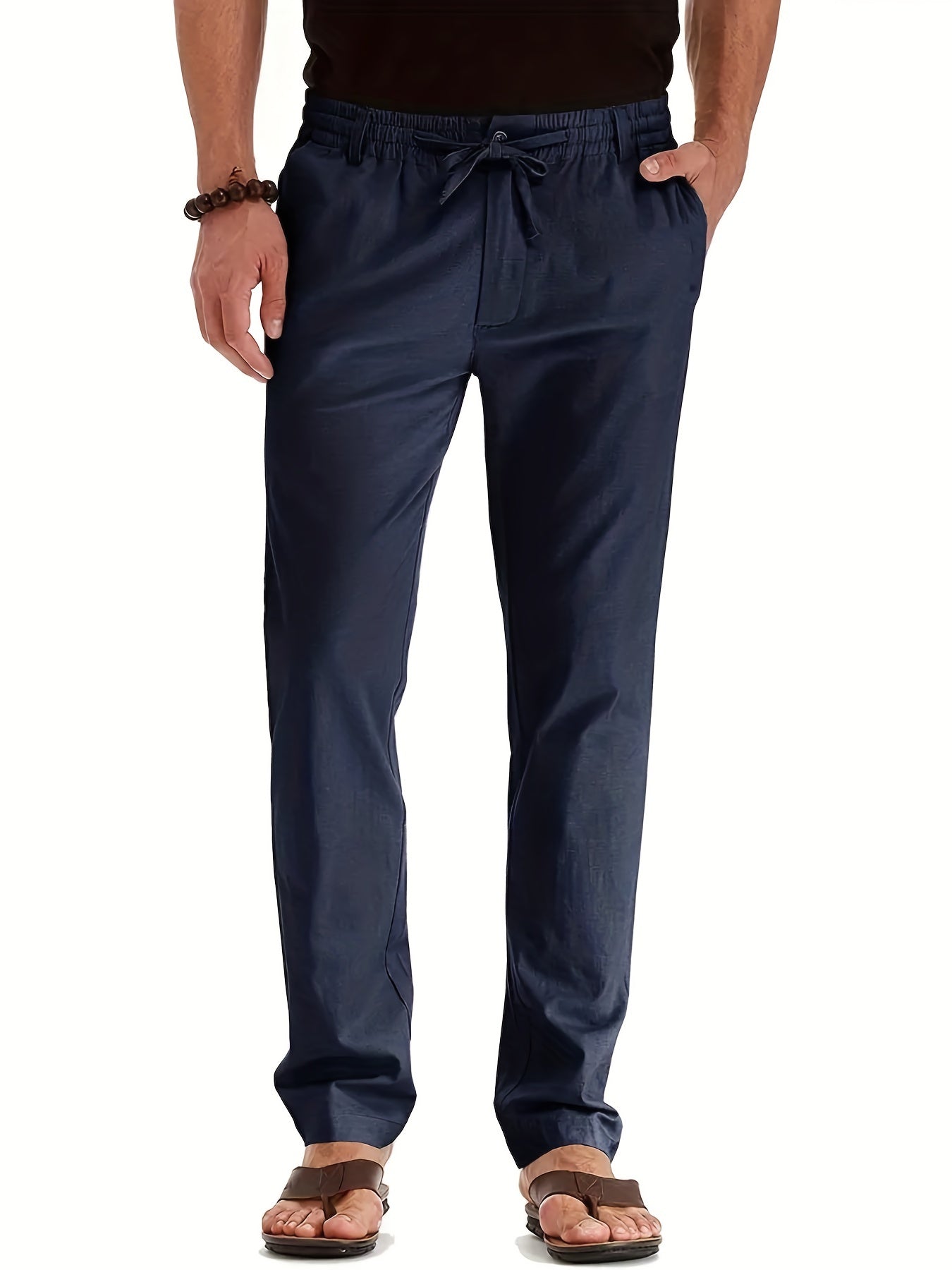 Men's Drawstring Trousers – Comfortable Casual Pants for Everyday Wear Navy Blue