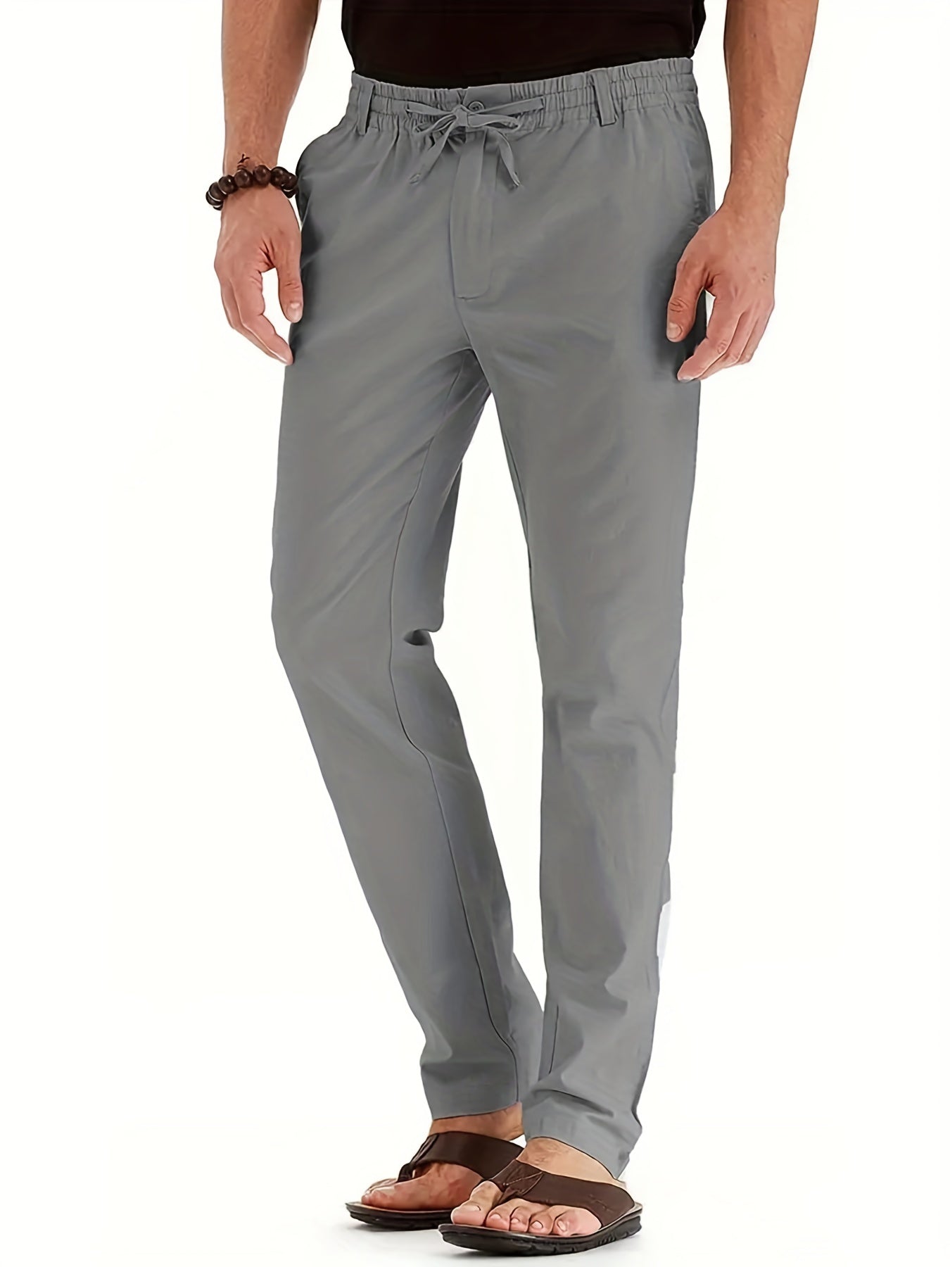 Men's Drawstring Trousers – Comfortable Casual Pants for Everyday Wear Grey