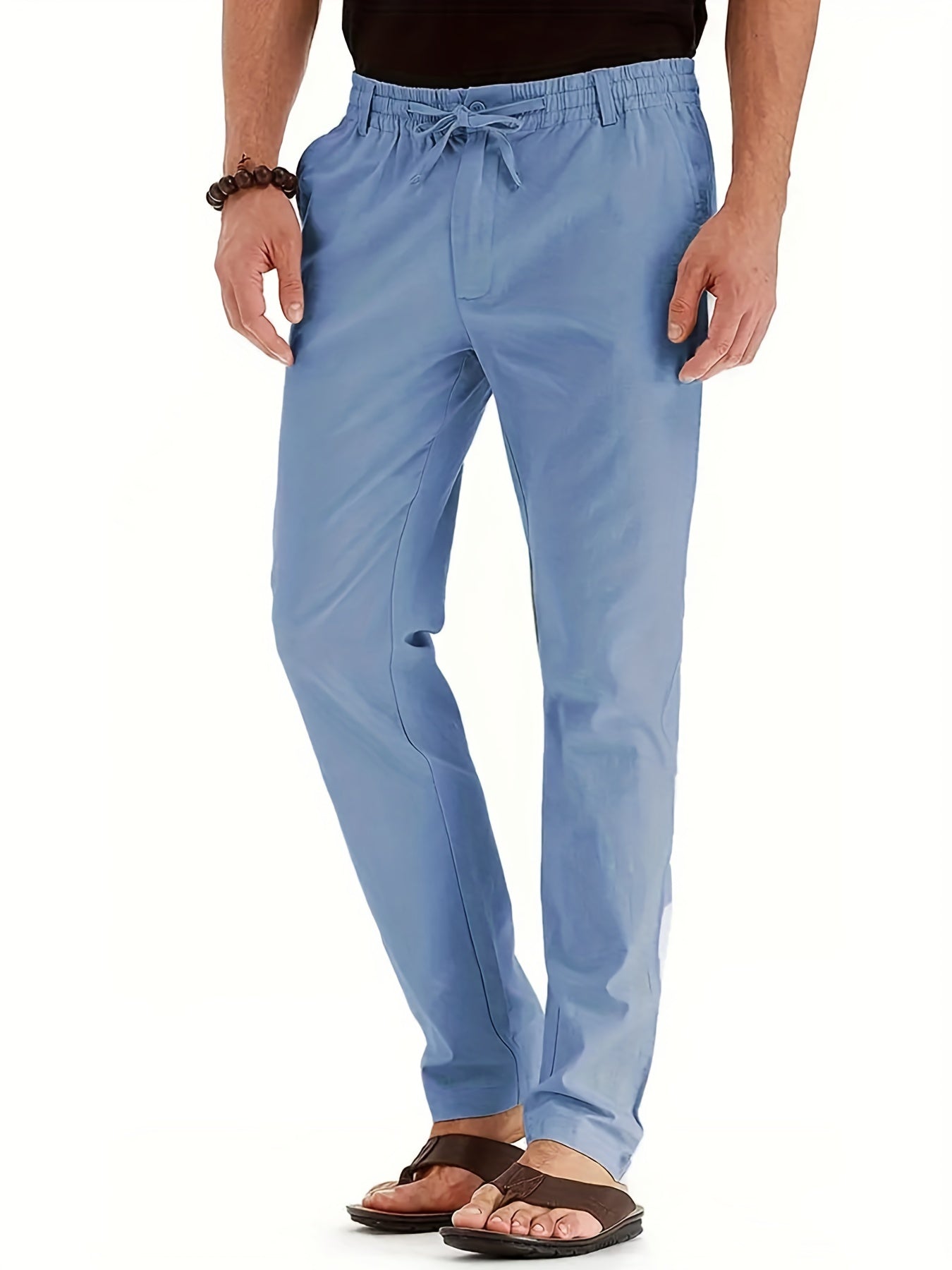 Men's Drawstring Trousers – Comfortable Casual Pants for Everyday Wear Light Blue