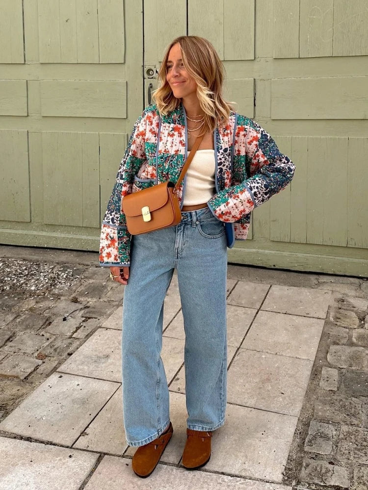 Floral Vintage Jacket Women – Stylish Floral Print Lightweight Outerwear