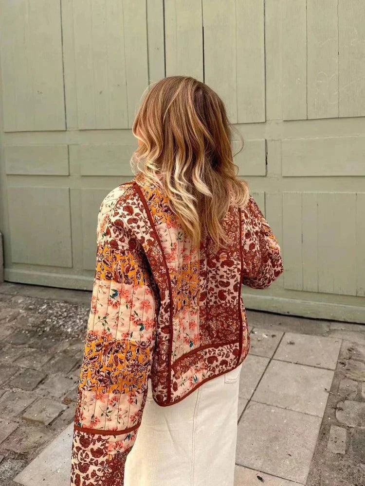 Floral Vintage Jacket Women – Stylish Floral Print Lightweight Outerwear