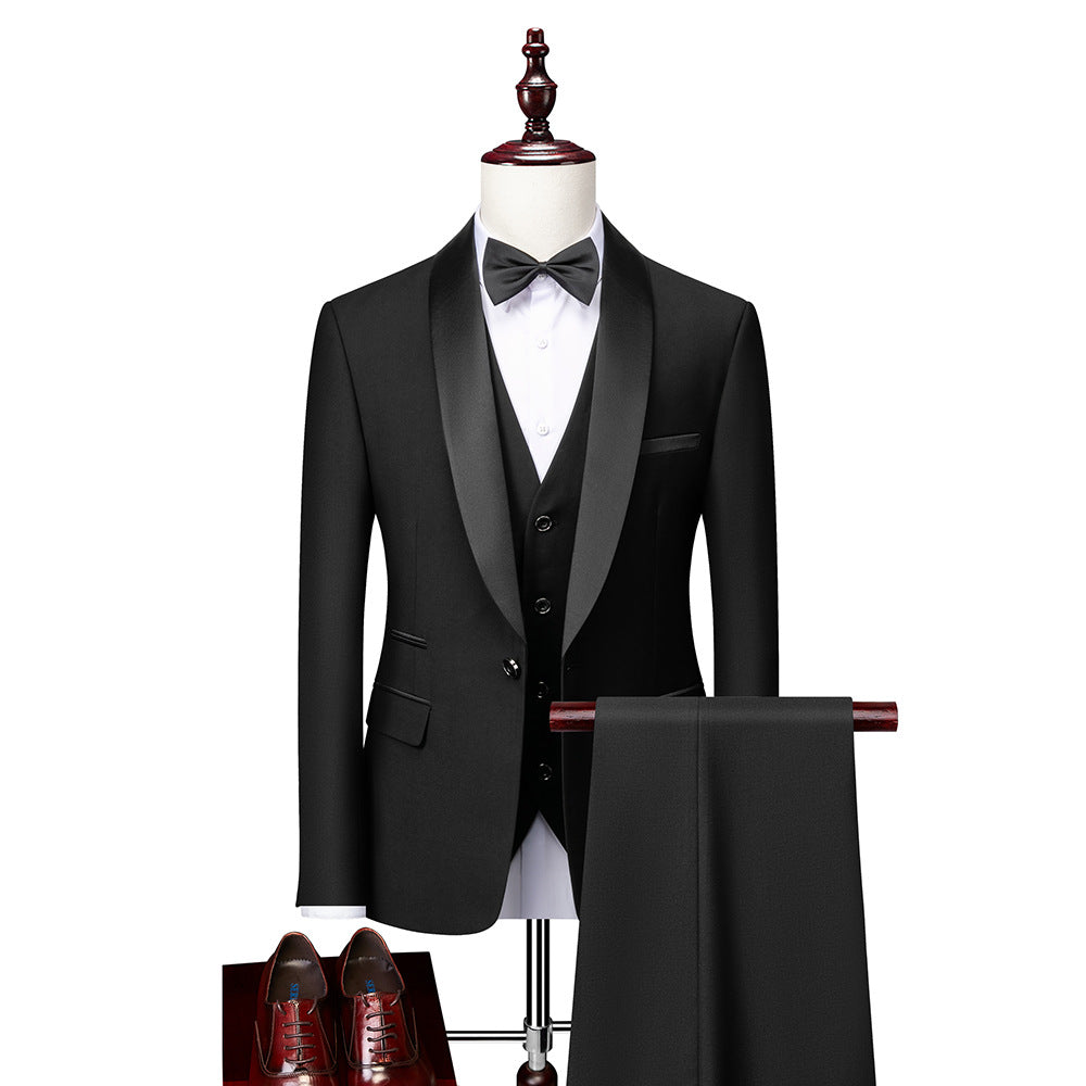 Men's Slim Fit Suit Set – 3-Piece Stylish Suit for Weddings and Formal Events Black