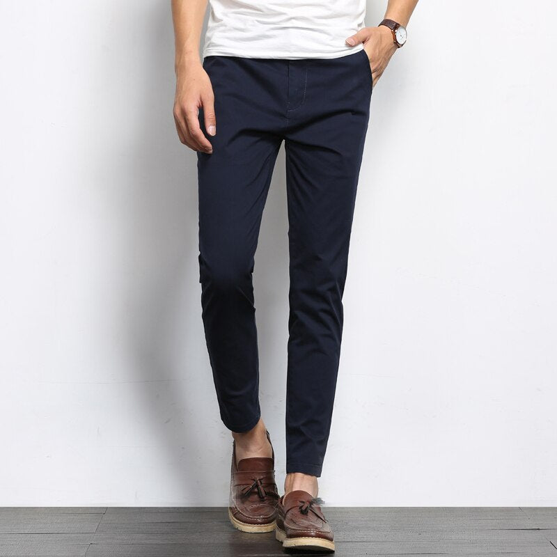 Men's Slim-Fit Trousers – Stylish Lightweight Dress Pants for Casual and Formal Wear Blue