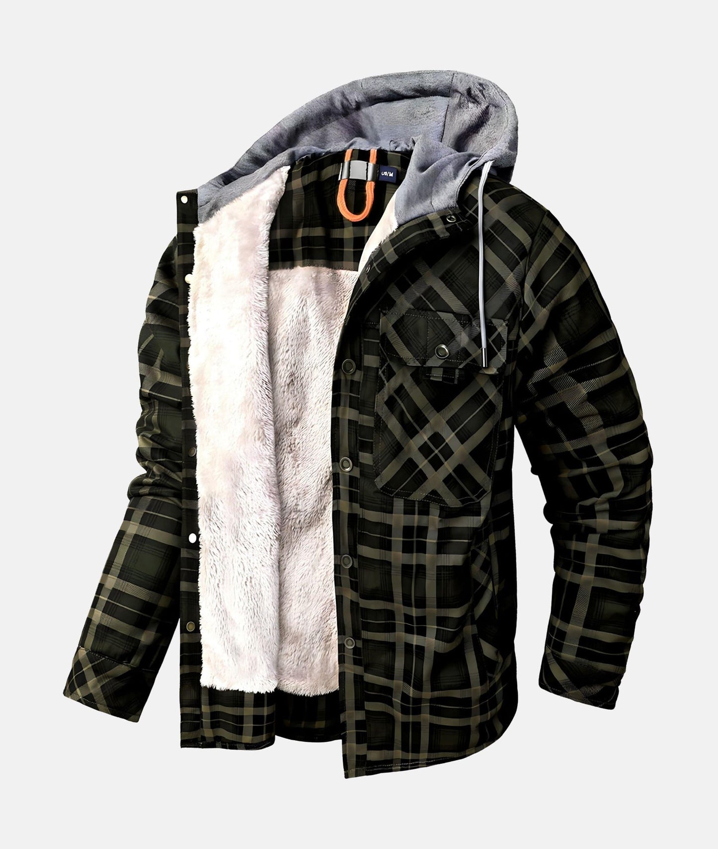 Men's Flannel Jacket – Checked Warm Casual Outerwear for Fall and Winter Green