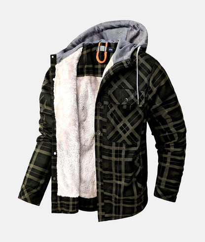 Men's Flannel Jacket – Checked Warm Casual Outerwear for Fall and Winter Green