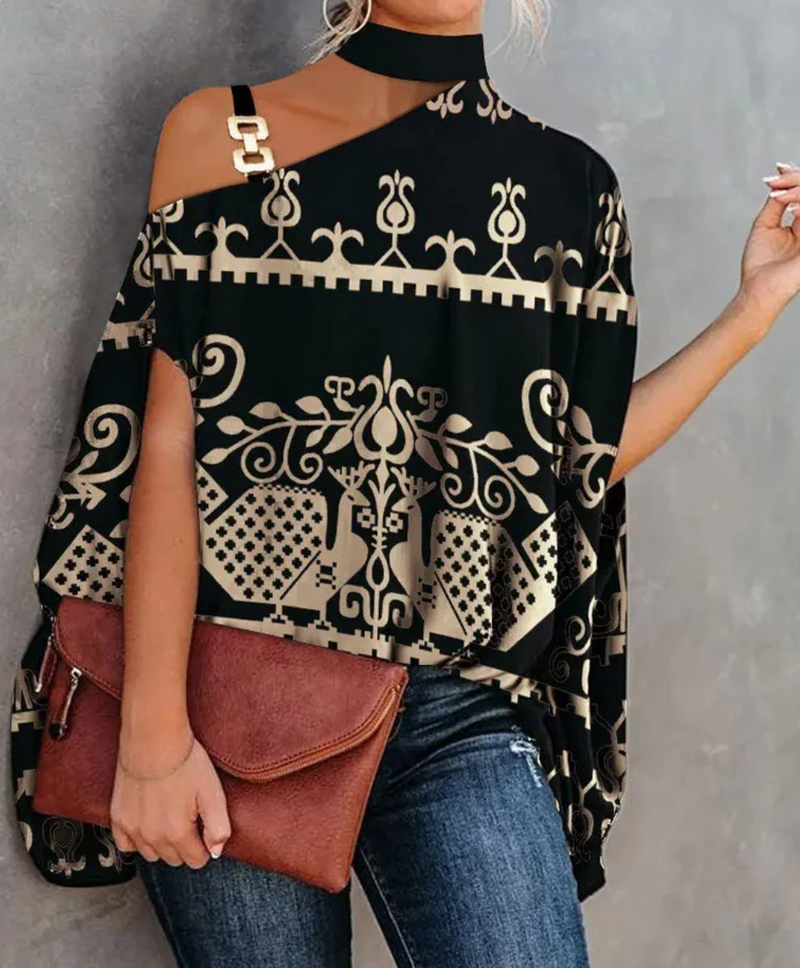 Off-the-Shoulder Top for Women – Stylish Casual Blouse with Ruffle Detail Black