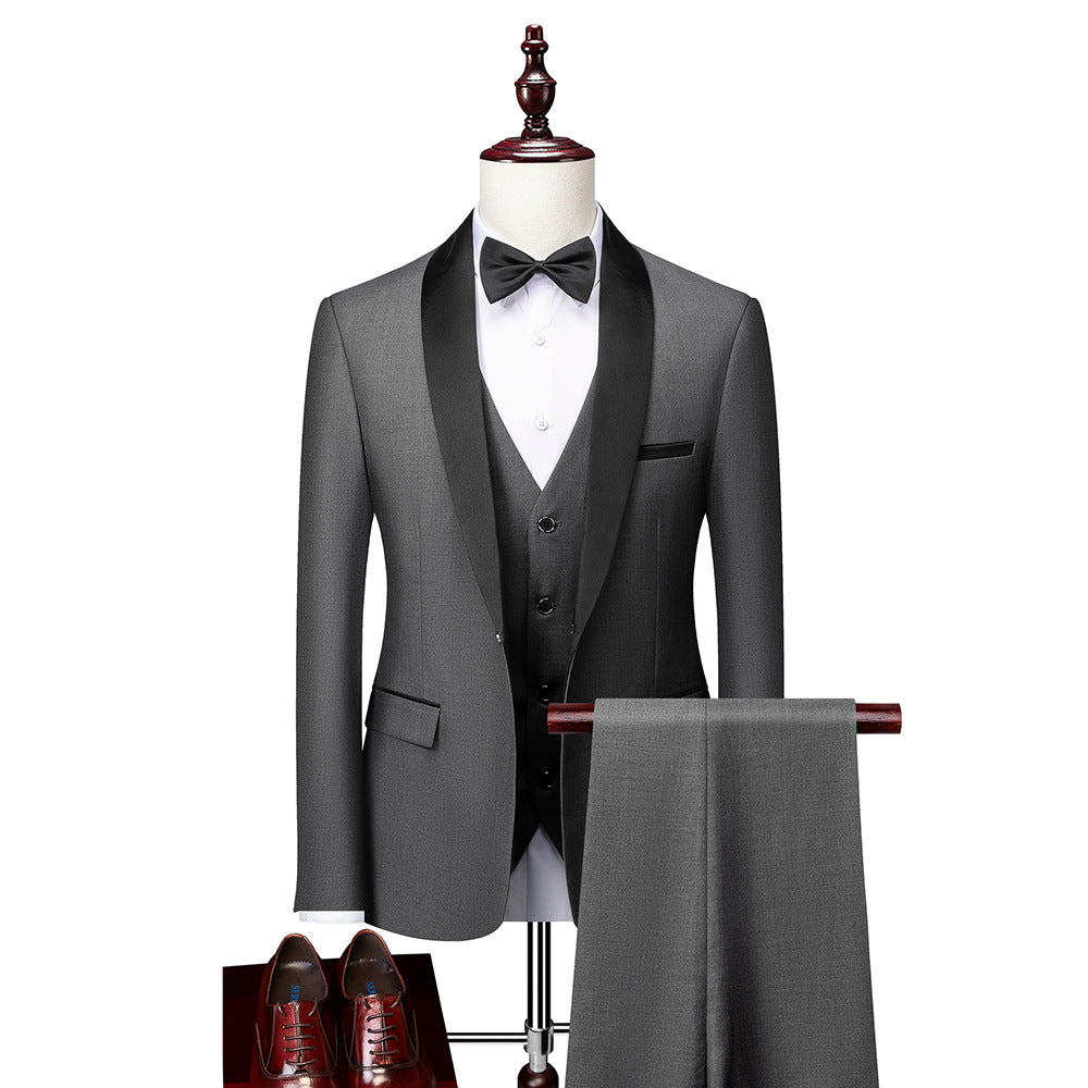 Men's Slim Fit Suit Set – 3-Piece Stylish Suit for Weddings and Formal Events Grey