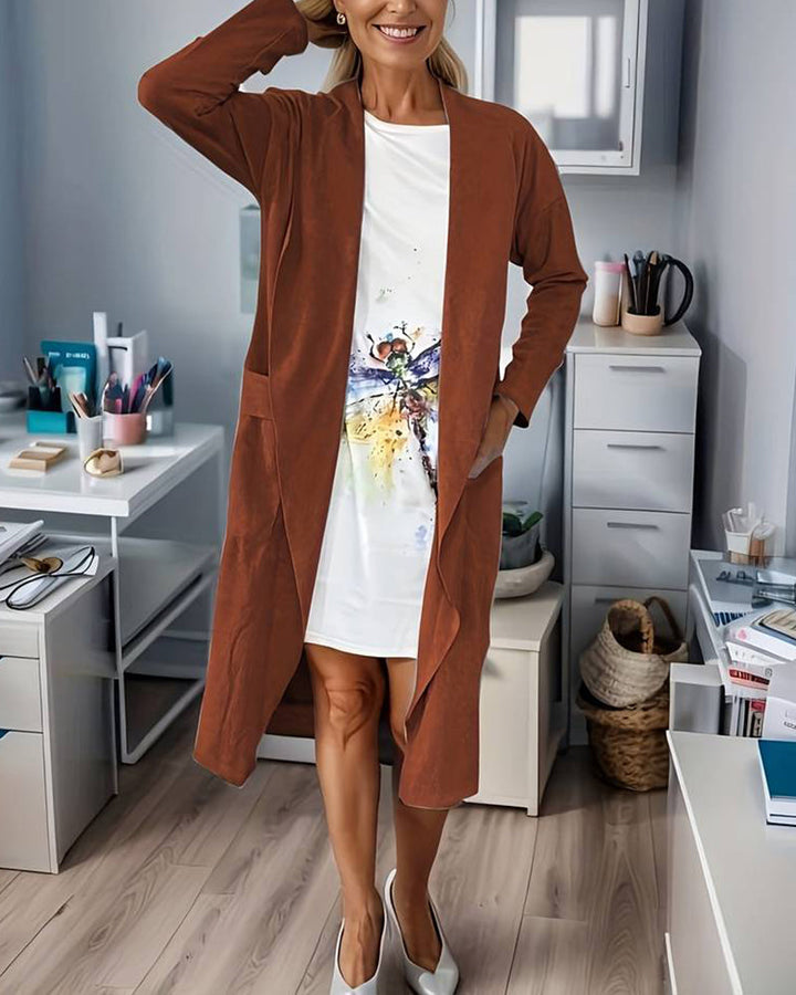 Long Cardigan for Women – Stylish Knit Cardigan, Cozy Layering Piece Brown