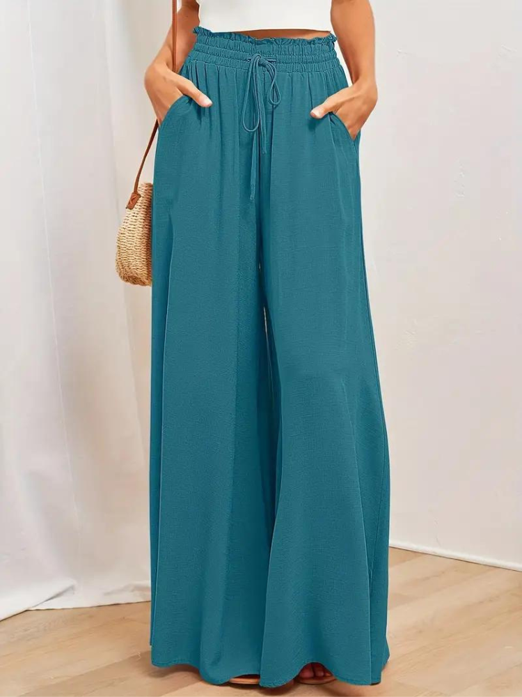 High-Waisted Trousers for Women - Stylish, Comfortable, and Chic Fit Pants Blue