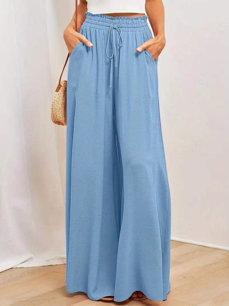 High-Waisted Trousers for Women - Stylish, Comfortable, and Chic Fit Pants Light Blue