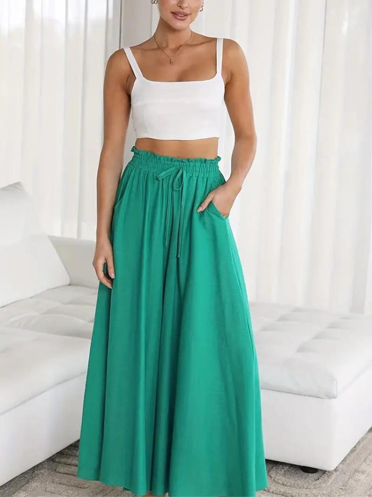 High-Waisted Trousers for Women - Stylish, Comfortable, and Chic Fit Pants Green