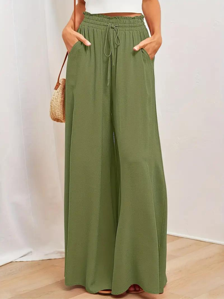 High-Waisted Trousers for Women - Stylish, Comfortable, and Chic Fit Pants Dark Green