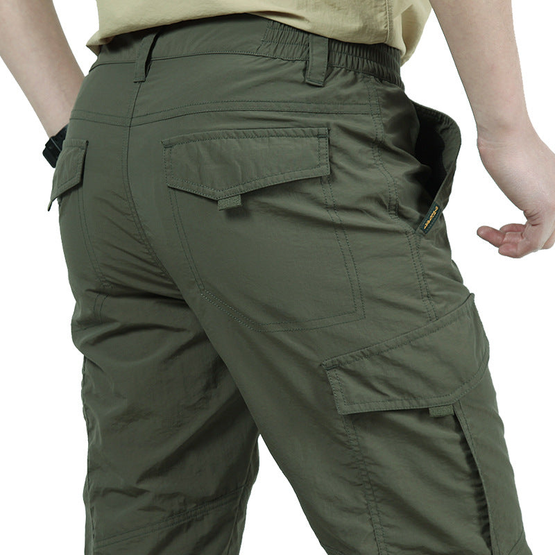 Men's Cargo Trousers – Multi-Pocket Pants for Outdoor Work and Casual Wear Army Green