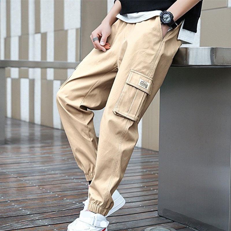 Men's Cargo Trousers – Durable Utility Pants with Pockets for Outdoor Wear Khaki