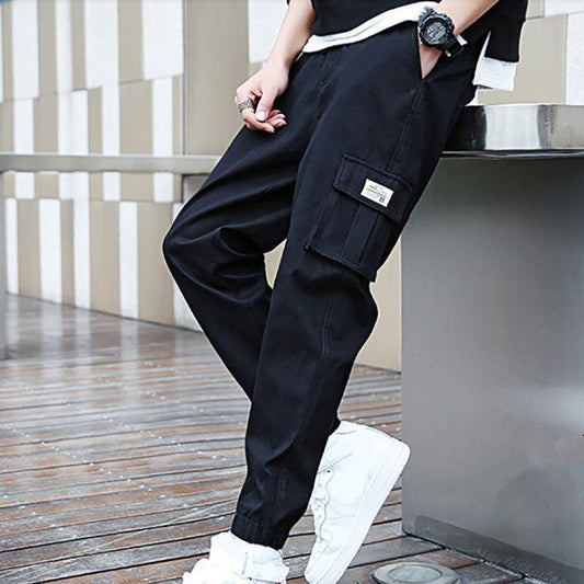 Men's Cargo Trousers – Durable Utility Pants with Pockets for Outdoor Wear Black