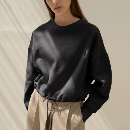 Women's Sweatshirt – Cozy Round Neck Pullover for Casual Wear and Comfort Black