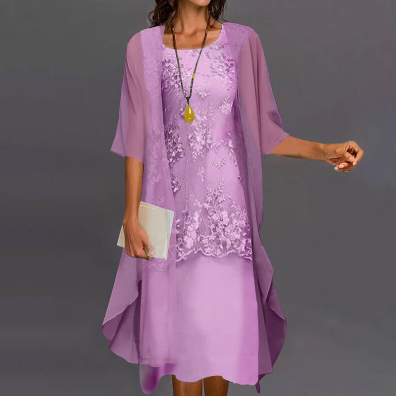 Women's Cardigan and Dress Set – Stylish Knit Cardigan with Elegant Dress for Any Occasion Purple