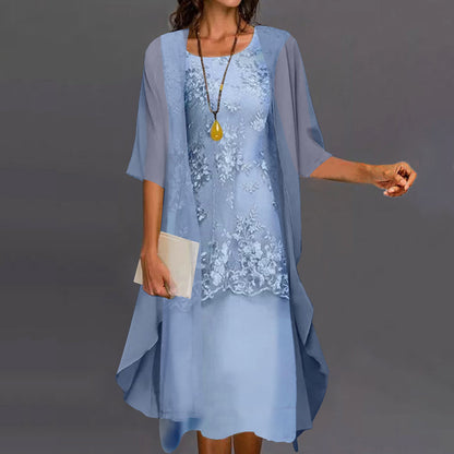 Women's Cardigan and Dress Set – Stylish Knit Cardigan with Elegant Dress for Any Occasion Blue