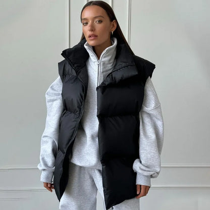 Women's Puffer Gilet – Stylish Quilted Vest for Cold Weather Fashion Black