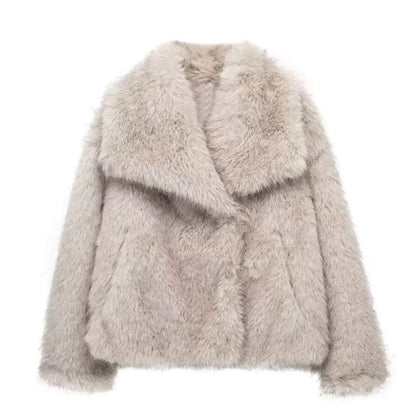 Fluffy Jacket for Women – Cozy Cropped Fleece Outerwear for Winter White
