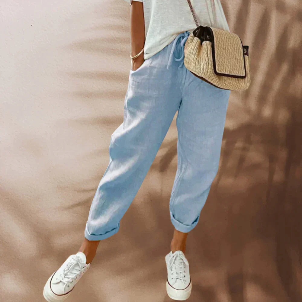 Lightweight Women's Trousers – Breathable Casual Pants for Summer Travel Blue