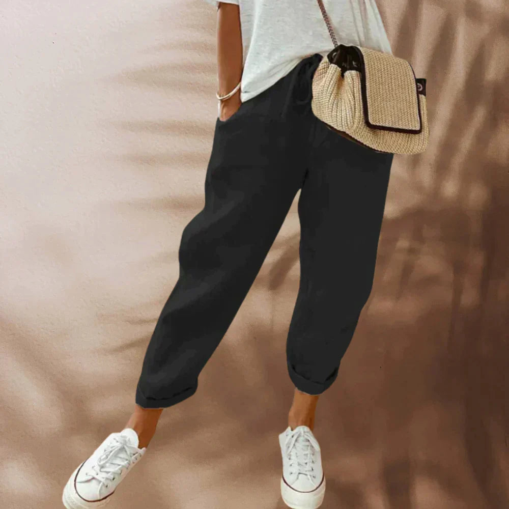 Lightweight Women's Trousers – Breathable Casual Pants for Summer Travel Black