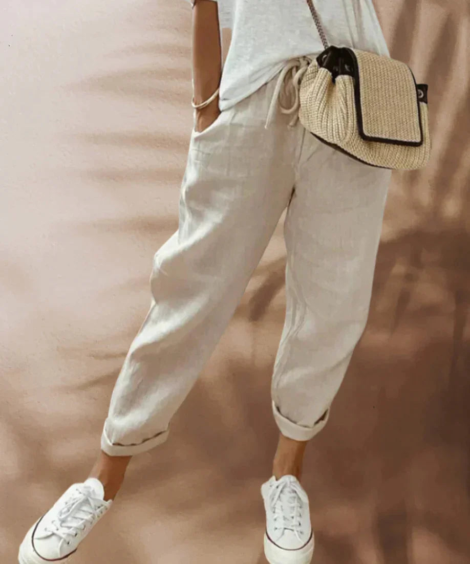 Lightweight Women's Trousers – Breathable Casual Pants for Summer Travel Beige
