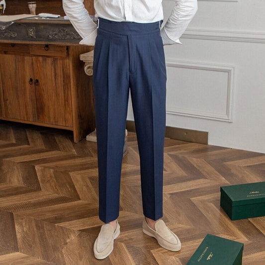 Men's Formal Trousers – Slim Fit Dress Pants for Office and Events Navy Blue