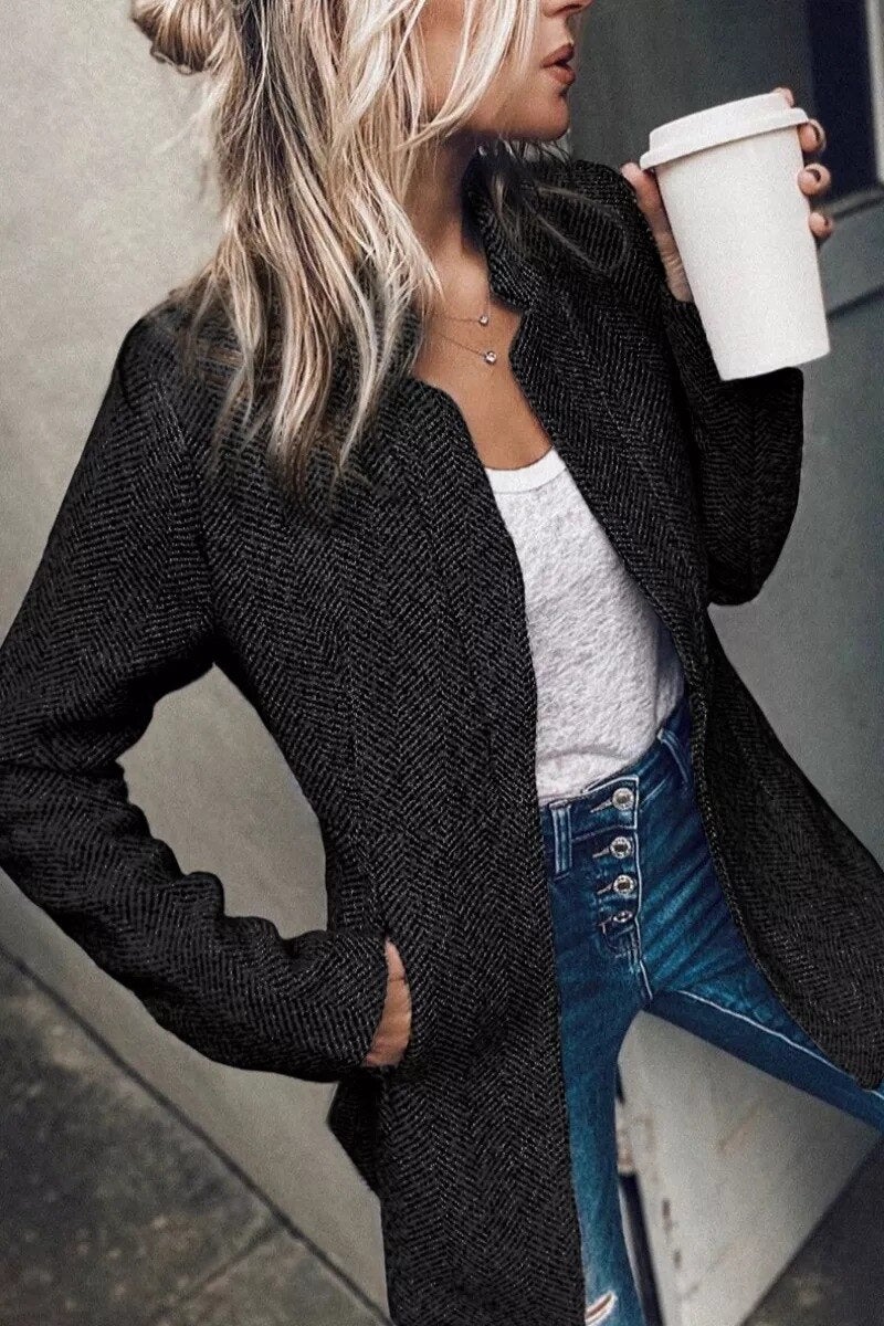 Long Casual Coat for Women – Stylish Lightweight Outerwear for All Seasons Black