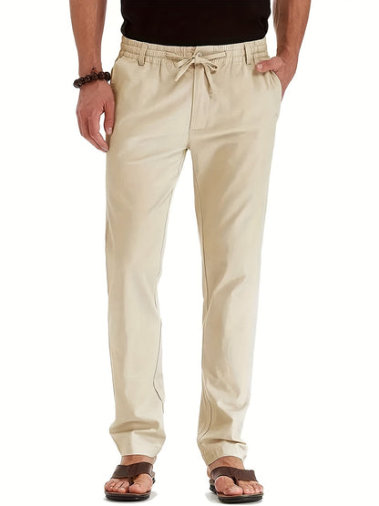 Men's Drawstring Trousers – Comfortable Casual Pants for Everyday Wear Beige