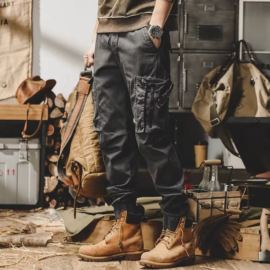 Men's Cargo Trousers – Stylish Utility Pants with Pockets for Outdoor Wear Grey
