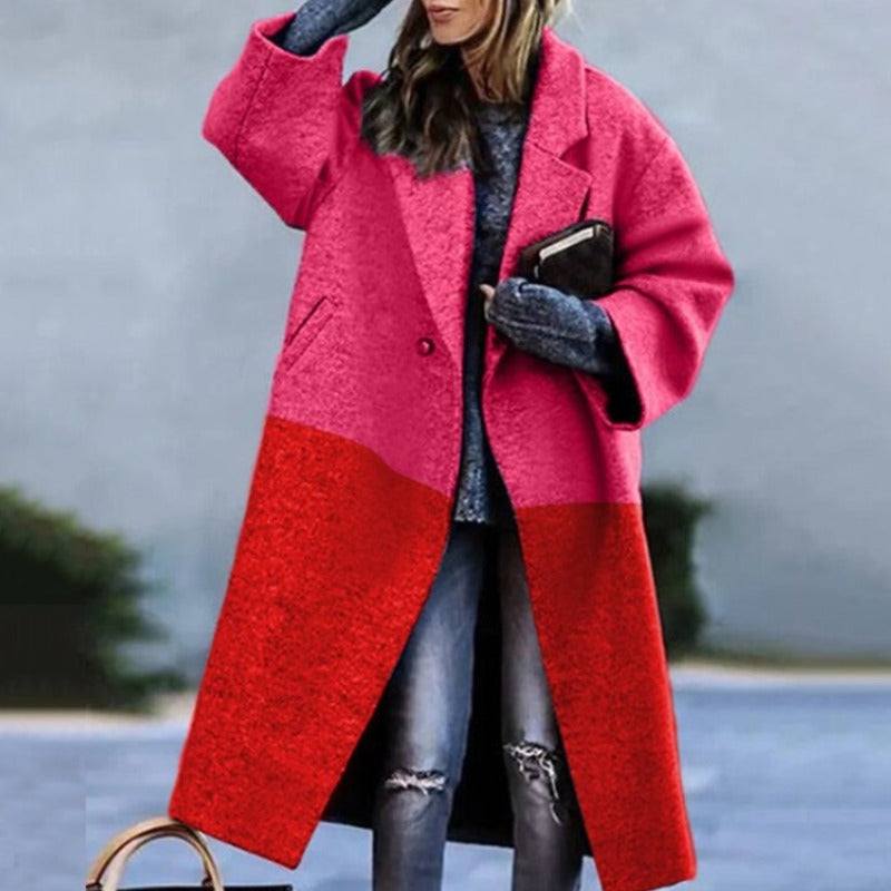 Long Women's Coat – Stylish Warm Outerwear for Winter Fashion & Comfort Red