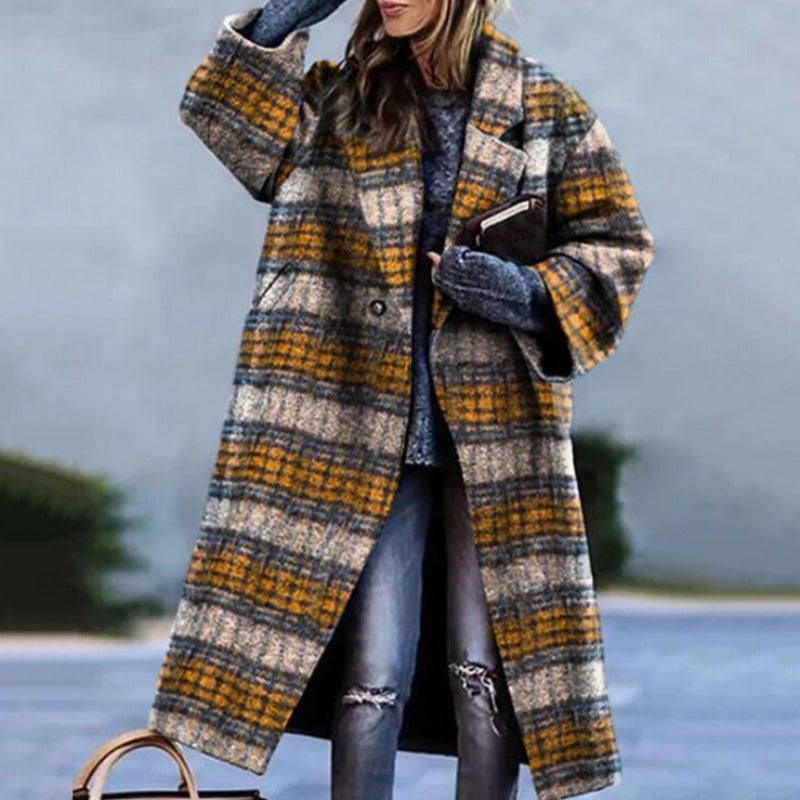 Long Women's Coat – Stylish Warm Outerwear for Winter Fashion & Comfort Yellow
