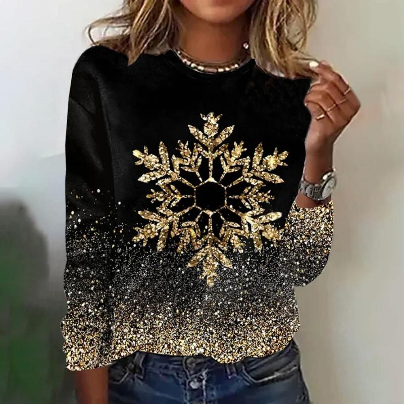 Sparkling Long-Sleeved Top for Women – Elegant Shimmer Blouse for Parties Black