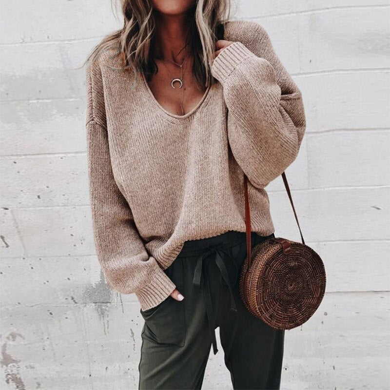 Women's Sweater - Elegant Knit Pullover for Casual and Dressy Occasions Khaki