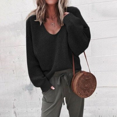 Women's Sweater - Elegant Knit Pullover for Casual and Dressy Occasions Black