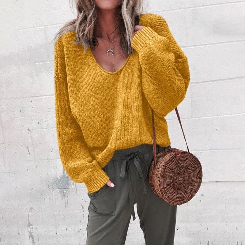 Women's Sweater - Elegant Knit Pullover for Casual and Dressy Occasions Yellow